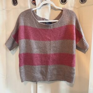 American Eagle Womens Sweater Large Mohair Wool Blend Rustic Stripe Retro 19047x